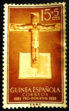 Guinea española. Pro indígenas. Crucifijo