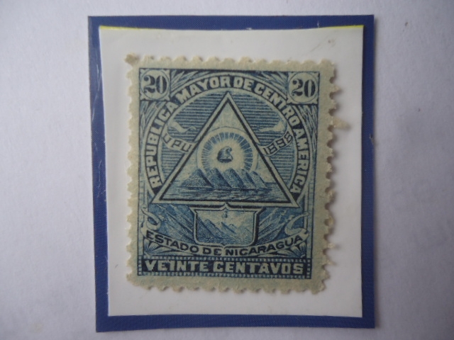 U.P.U.1898-Republica Mayor de Centro América-Estado de Nicaragua-Escudo de Armas.