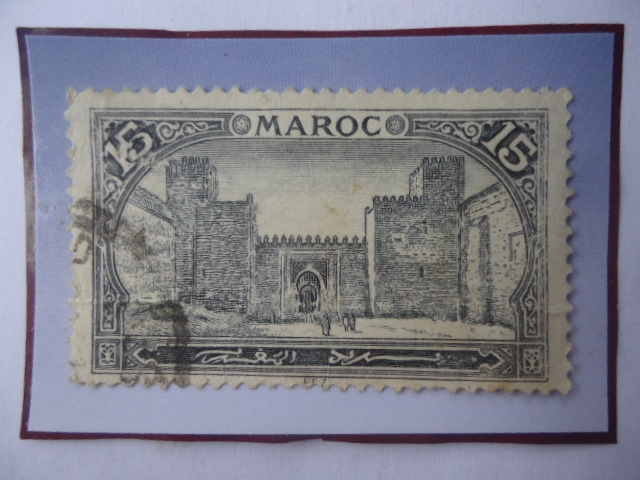 Gran Mesquita de FEZ el-Jdid (1276)- Serie:Monumentos 1923- Sello de 15 Ct. Marroquí.