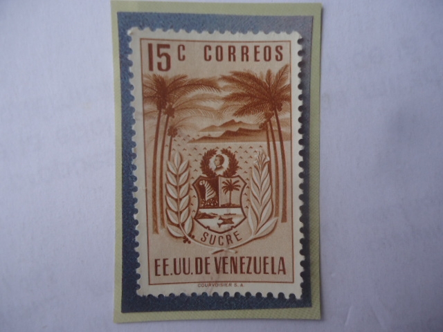 EE.UU de Venezuela- Estado Sucre- Escudo de Armas- Sello de 15 Cénts. Año 1952