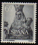 ESPAÑA 1954 1137 Sello Nuevo Año Mariano Ntra. Sra. de Covadonga Asturias