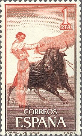 ESPAÑA 1960 1261 Sello Nuevo Fiesta Nacional Tauromaquia Toros Pase por alto Yv950