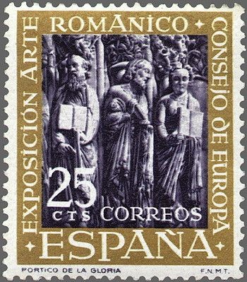 ESPAÑA 1961 1365 Sello Nuevo VII Expo Consejo Europa Arte Románico Portico de la Gloria