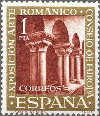 ESPAÑA 1961 1366 Sello Nuevo VII Expo Consejo Europa Arte Románico Yv1035 Claustro Monasterio Silos