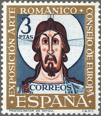 ESPAÑA 1961 1368 Sello Nuevo VII Expo Consejo Europa Arte Románico Yv1037 Patocrator de San Clemente