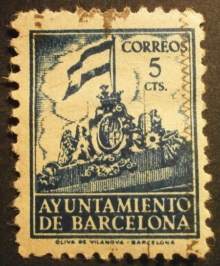 ESPAÑA 1940-1941 BARCELONA Frontispicio del Ayuntamiento