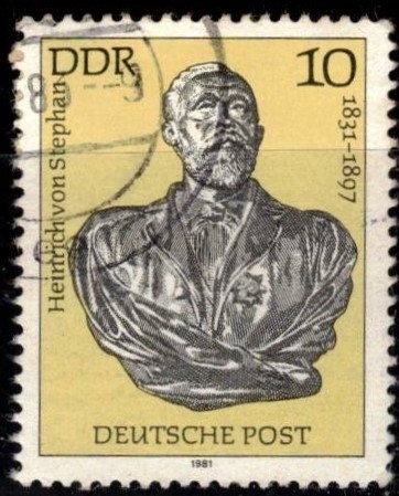 150a Aniv nacimiento de Heinrich von Stephan (fundador de la UPU)DDR.