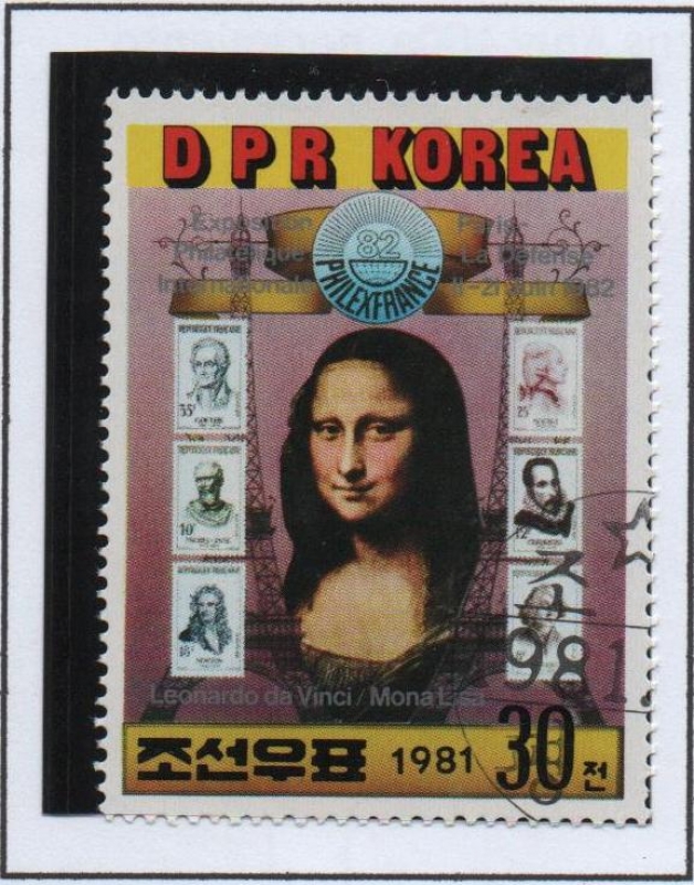 Philex Francia'82: Mona Lisa y seis sellos Franceses
