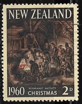 Navidad 1960 - Adoracion de los Pastores  pintado por Rembrandt