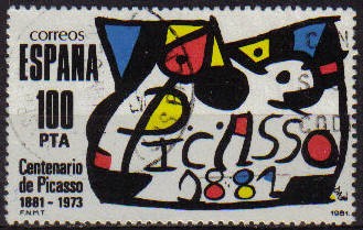 ESPAÑA 1981 2609 Sello Homenaje a Pablo Ruiz Picasso de Joan Miro Usado Yvert2237 Scott2230