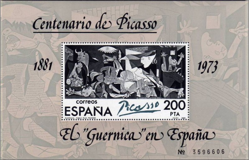 ESPAÑA 1981 2631 Sello ** HB El Guernica en España Pablo Ruiz Picasso YvertB29 MichelB23