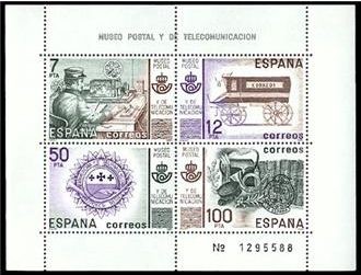 ESPAÑA 1981 2641 Sellos ** HB Museo Postal Telegrafista, Furgon, Emblema y Legado Dr. Thebussem