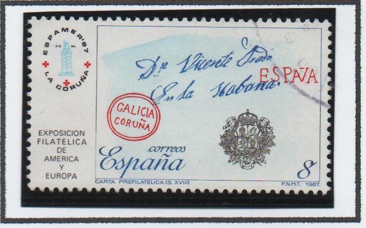 Exposicion Filatélica España y América: Carta Prefilatelia s XVIIIV