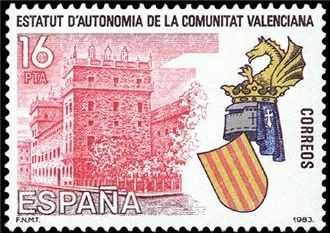 ESPAÑA 1983 2691 Sello Nuevo Estatuto de Autonomia Valencia Yvert2312 Scott2318