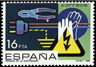 ESPAÑA 1984 2734 Sello Nuevo Prevencion Accidentes Laborales Riesgo Descargas Eléctricas Yvert2354 S