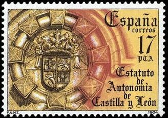 ESPAÑA 1984 2741 Sello Nuevo Estatuto de Autonomia de Castilla y León Yvert2389 Scott2390