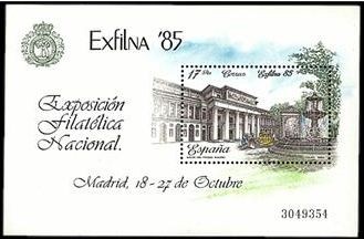 ESPAÑA 1985 2814 Sello Nuevo HB Exposición Filatelica Nacional Exfilna 85 Salon del Prado YvertB34