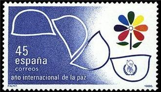 ESPAÑA 1986 2844 Sello Nuevo Año Internacional de la Paz Alegoría y Emblema Yvert2452 Scott2471