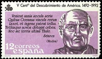 ESPAÑA 1986 2861 Sello Nuevo V Cent. Descubrimiento de America Seneca (4 aC-65) Yvert2479 Scott2492