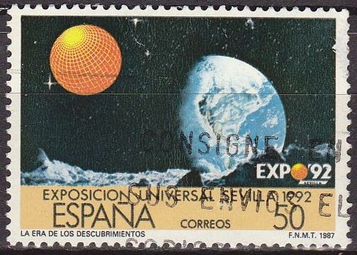 ESPAÑA 1987 2876A Sello Exposición Universal Sevilla EXPO'92 usado Yvert2495 Scott2508