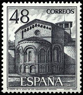 ESPAÑA 1987 2903 Sello Nuevo Turismo Monasterio de Sant Joan de les Abadesses Girona Yvert2515 Scott