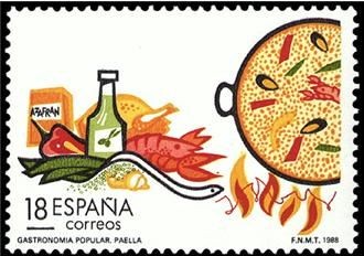 ESPAÑA 1988 2935 Sello Nuevo Turismo Gastronomía Paella Valenciana Yvert2548 Scott2549