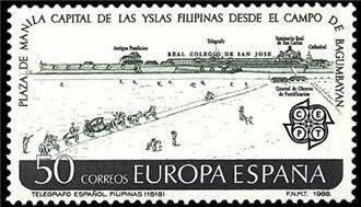 ESPAÑA 1988 2950 Sello Nuevo Serie Europa Implantación del Telegrafo en Filipinas Yvert2564 Scott255