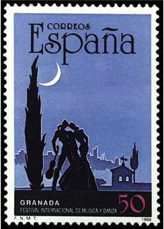 ESPAÑA 1988 2952 Sello Nuevo Festival Internacional de Musica y Danza de Granada Cartel Scott2559