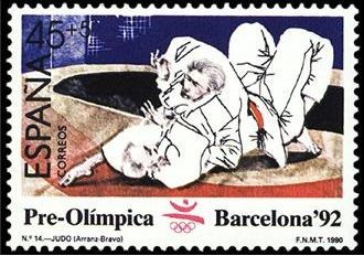 ESPAÑA 1990 3056 Sello Nuevo Barcelona'92 IV Serie Pre-Olímpica Judo ScottB165