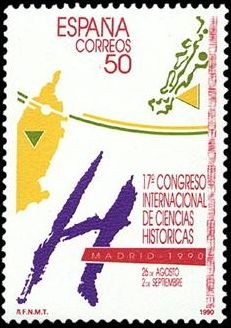 ESPAÑA 1990 3075 Sello Nuevo Congreso Internacional de Ciencias Históricas. Logotipo Scott2632