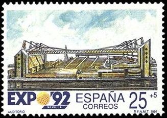 ESPAÑA 1991 3101 Sello Nuevo Exposición Universal Sevilla 1992 Auditorio Michel2977 Scott B174