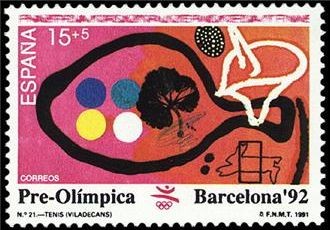 ESPAÑA 1991 3134 Sello Nuevo Barcelona'92 VII Serie Pre-Olímpica. Tenis Michel3008 ScottB184