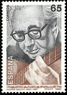 ESPAÑA 1993 3242 Sello Nuevo Centenario Nacimiento Andrés Segovia Michel3100 Scott2698