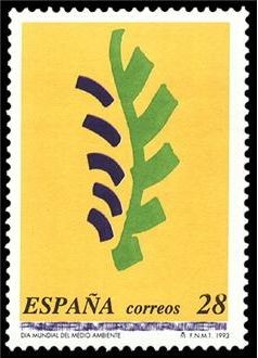 ESPAÑA 1993 3263 Sello Nuevo Día Mundial del Medio Ambiente Logotipo Michel3121 Scott2713