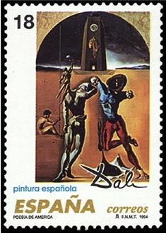 ESPAÑA 1994 3289 Sello ** Pintura Española Obras de Salvador Dalí Poesía de America Michel3150