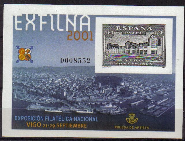 ESPAÑA 2001 ED-75 Sello Prueba Lujo Exfilna Vigo Nuevo