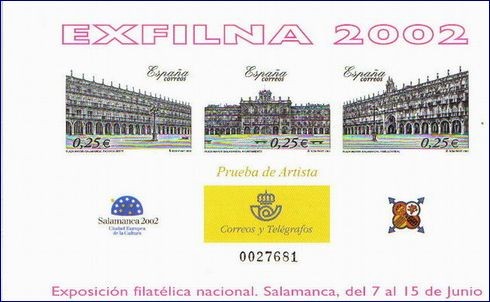 ESPAÑA 2002 ED-78 Sello Nuevo Prueba de Lujo EXFILNA Salamanca