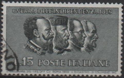 Victor Manuel II, Garibaldi, Cavour y Mazzini