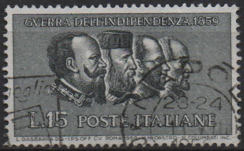 Victor Manuel II, Garibaldi, Cavour y Mazzini