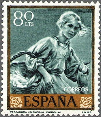 ESPAÑA 1964 1569 Sello Nuevo Pintor Joaquin Sorolla Pescadora Valenciana