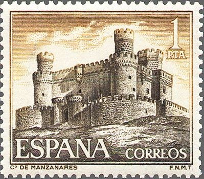 ESPAÑA 1966 1744 Sello Nuevo Serie Castillos Manzanares el Real Madrid