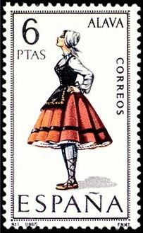 ESPAÑA 1967 1767 Sello ** Trajes Tipicos Españoles Alava