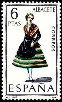 ESPAÑA 1967 1768 Sello ** Trajes Tipicos Españoles Albacete