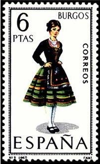 ESPAÑA 1967 1775 Sello ** Trajes Tipicos Españoles Burgos