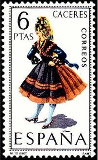 ESPAÑA 1967 1776 Sello ** Trajes Tipicos Españoles Caceres