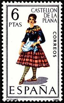 ESPAÑA 1967 1778 Sello ** Trajes Tipicos Españoles Castellon