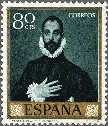 ESPAÑA 1961 1333 Sello Nuevo Domenico Theotocopoulos El Greco El Caballero de la Mano en el Pecho