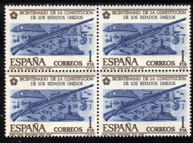 1976 B4 Bicentenario Independencia Estados Unidos Edifil 2322