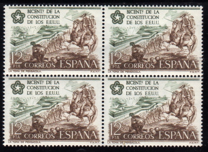 1976 B4 Bicentenario Independencia Estados Unidos Edifil 2325