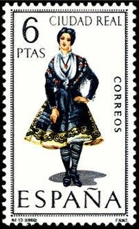 ESPAÑA 1968 1839 Sello ** Trajes Tipicos Españoles Ciudad Real